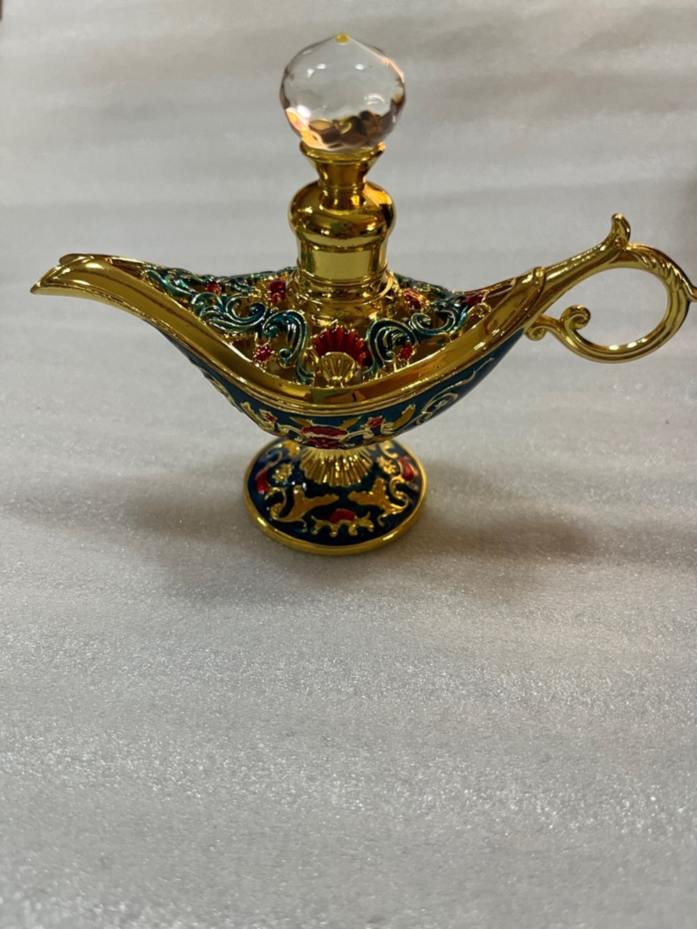 Ornate Gold & Teal Decorative Genie Lamp perfume bottle